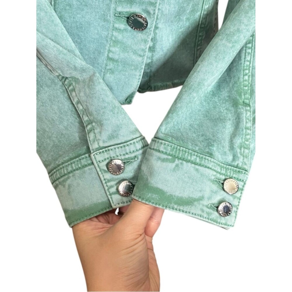 Retrofete Rissa Jacket Women's Small Green Mojito Cropped Denim Button Front - Picture 7 of 9